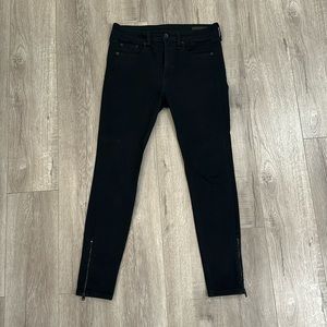 Rag & bone black skinny jeans with zipper detail size 28